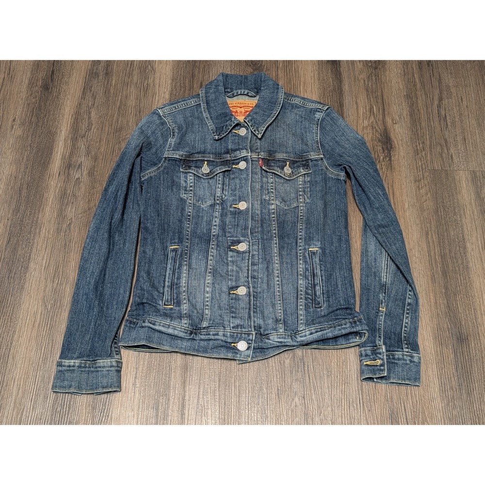 Levi's Denim Trucker Jacket Womens XS Blue‎ Jean Classic Fitted Casual